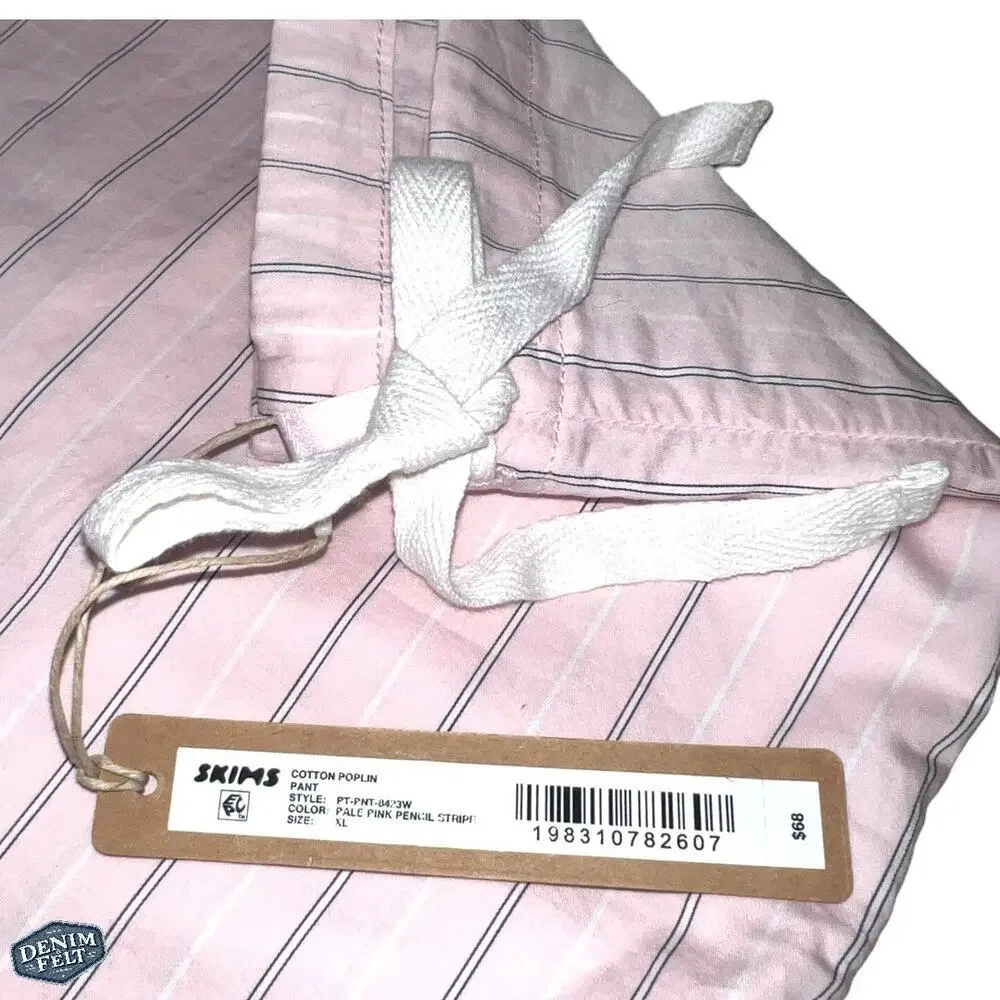 SKIMS COTTON POPLIN STRAIGHT LEG PANT | LIMITED EDITIONPALE PINK PENCIL STRIPE - Picture 8 of 10